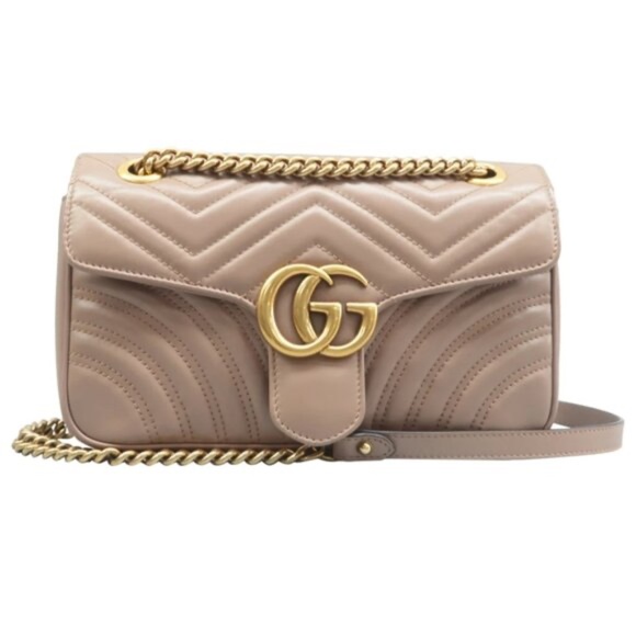 Gucci Handbags - 100% Authentic GUCCI GG Marmont Brown Leather Shoulder Bag